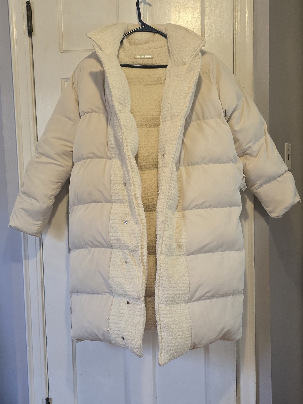 Maniere De Voir Cream Boucle Puffer Coat